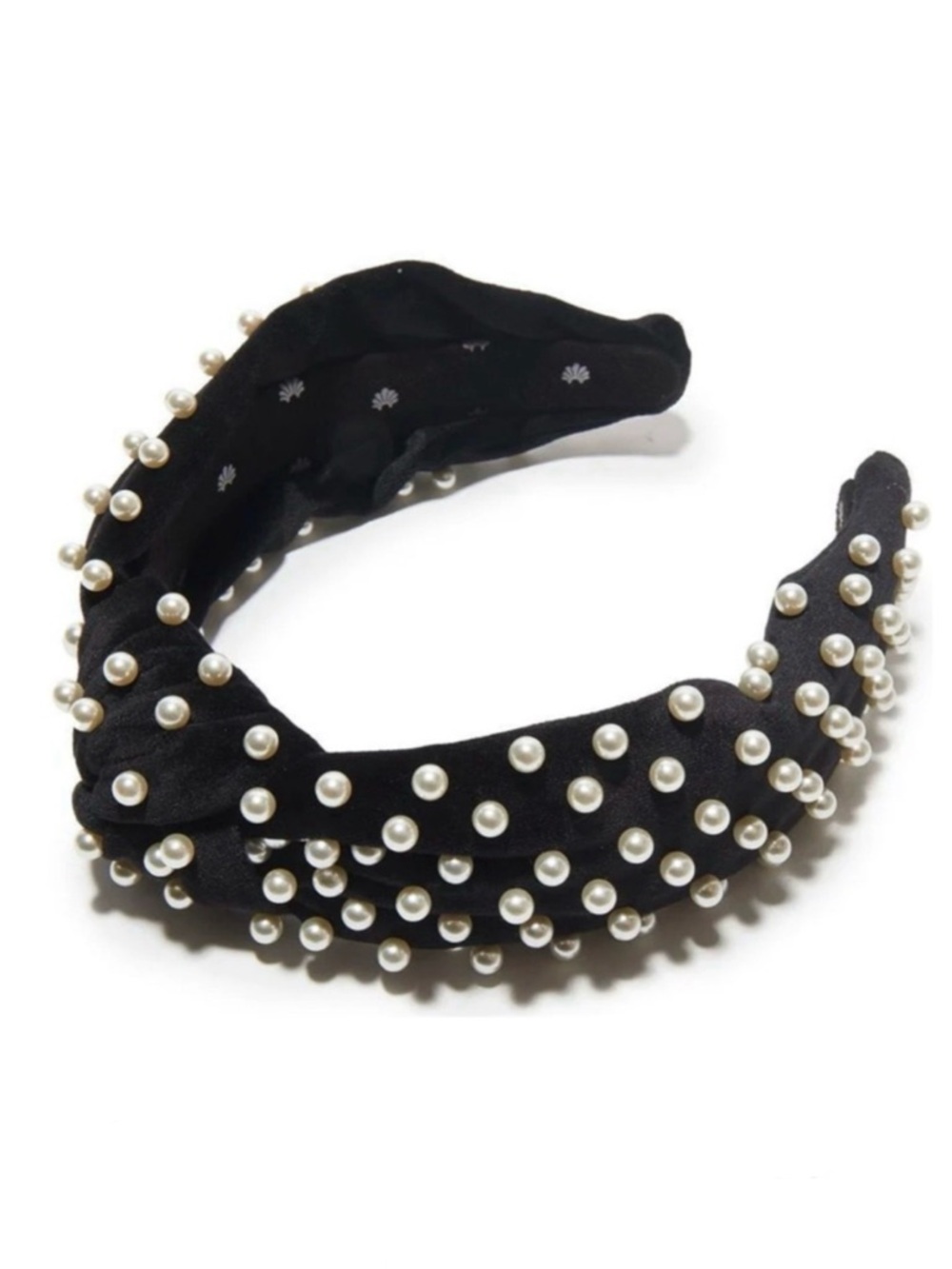 Lele Sadoughi ♡ Jet Pearl Velvet Knotted Headband